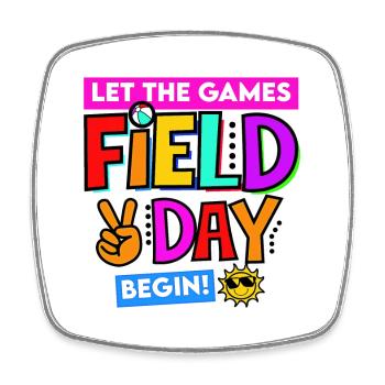 School Field Days Let the Games Begin Teacher 2024 - Square fridge magnet - white - Front