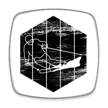 Funny Skier Sketch - Square fridge magnet - white - Front