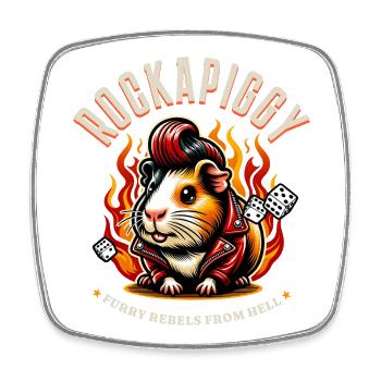 Rockabilly - Rockapiggy - Musik Retro Vintage - Viereckiger Kühlschrankmagnet - Weiß - Vorne