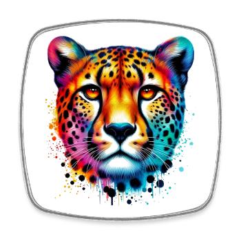 Guépard - Magnet carré - blanc - Devant