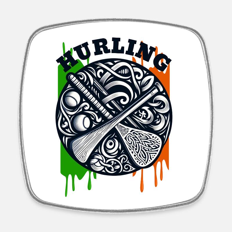 Hurling - Square fridge magnet - white