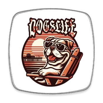 dog Usedom T-Shirt – Ostsee Streetwear Design - Viereckiger Kühlschrankmagnet - Weiß - Vorne