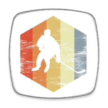 Vintage Eishockeyspieler - Viereckiger Kühlschrankmagnet - Weiß - Vorne
