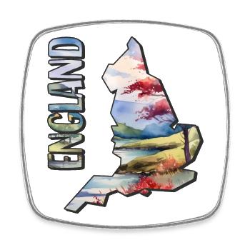 Carte aquarelle de l’Angleterre - Magnet carré - blanc - Devant
