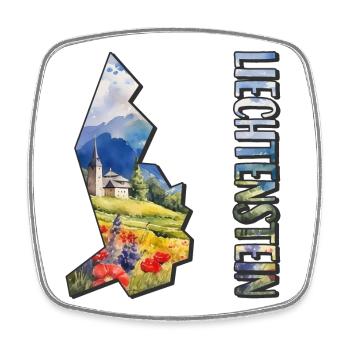 Aquarell Landkarte Liechtenstein - Viereckiger Kühlschrankmagnet - Weiß - Vorne