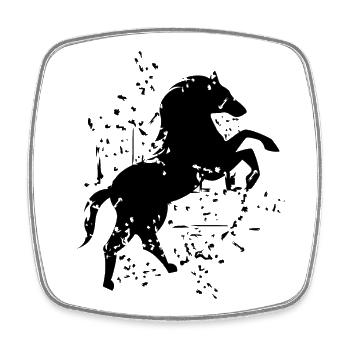 Horse Illustration Explosion Art Symbol Logo - Square fridge magnet - white - Front
