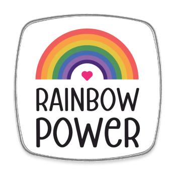LGBT Pride Monat - Regenbogen Power - Viereckiger Kühlschrankmagnet - Weiß - Vorne