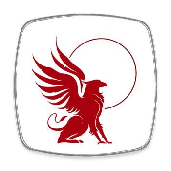 Griffon Rouge en Cercle - Magnet carré - blanc - Devant