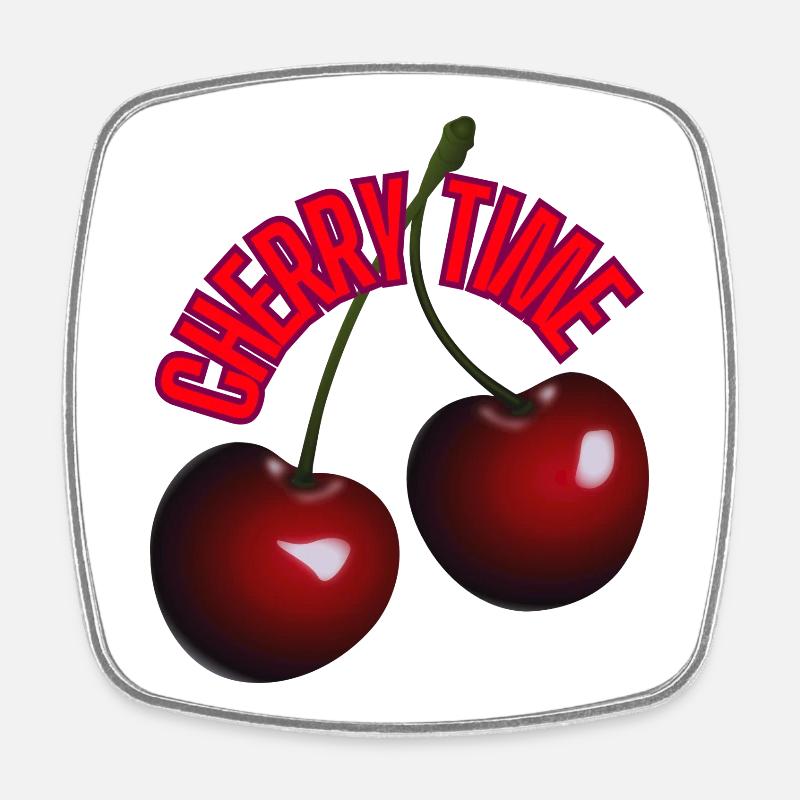 4 🍒 cerises chaudes et lettrage amusant - Magnet carré - blanc