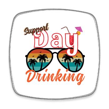 Day Drinking Palm Print - Viereckiger Kühlschrankmagnet - Weiß - Vorne