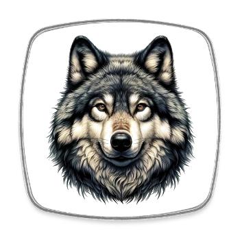 Wolf - Square fridge magnet - white - Front