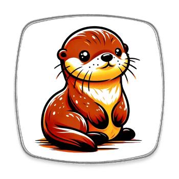 Otter - Viereckiger Kühlschrankmagnet - Weiß - Vorne