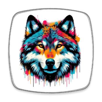 Wolf - Square fridge magnet - white - Front