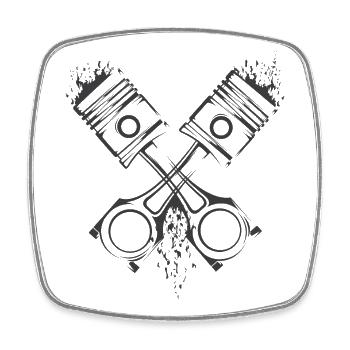 v8 Piston Flame Engine Tuner Tuning Car Symbol - Square fridge magnet - white - Front