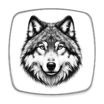 Wolf - Square fridge magnet - white - Front