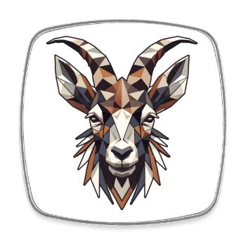 Geometric Capricorn Head Polygons Motif - Square fridge magnet - white - Front