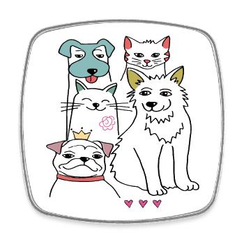 Gute Freunde, Hund und Katze - Viereckiger Kühlschrankmagnet - Weiß - Vorne