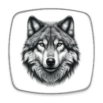 Wolf - Viereckiger Kühlschrankmagnet - Weiß - Vorne