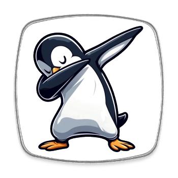Pinguin Dab Dabbing Cool Entspannt - Viereckiger Kühlschrankmagnet - Weiß - Vorne