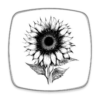 Sonnenblume Lineart botanisch Hobbygärtner - Viereckiger Kühlschrankmagnet - Weiß - Vorne