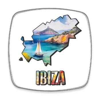 Aquarell Landkarte Ibiza - Viereckiger Kühlschrankmagnet - Weiß - Vorne
