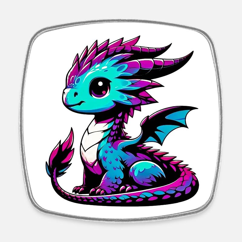 Drache - Viereckiger Kühlschrankmagnet - Weiß