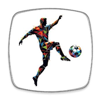 dynamic soccer player playing soccer - Square fridge magnet - white - Front