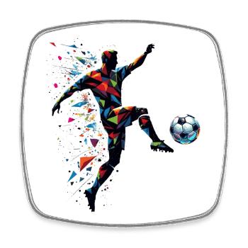 dynamic soccer player playing soccer - Square fridge magnet - white - Front