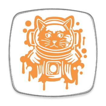 Astronaut Katze - Viereckiger Kühlschrankmagnet - Weiß - Vorne