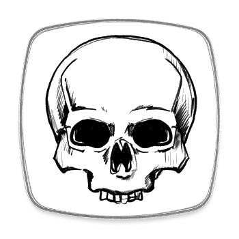 Skull - Bleistift-Zeichnung - Viereckiger Kühlschrankmagnet - Weiß - Vorne
