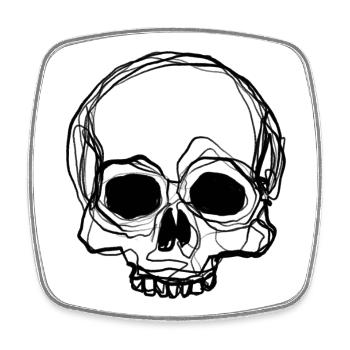 Skull - Bleistift-Zeichnung - Viereckiger Kühlschrankmagnet - Weiß - Vorne