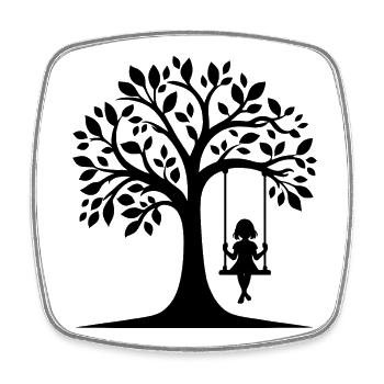 Motif de silhouette d’une fille sur la balançoire - Magnet carré - blanc - Devant