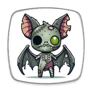 Creepy Zombie Bat for Halloween Fun - Square fridge magnet - white - Front