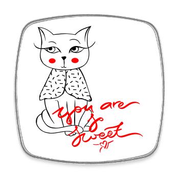 Tu es doux, chat - Magnet carré - blanc - Devant