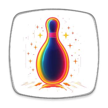 Retro Bowling Pin - Viereckiger Kühlschrankmagnet - Weiß - Vorne