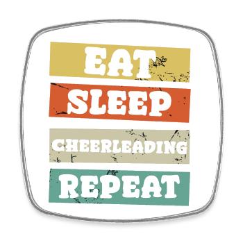 Eat Sleep Cheerleading Repeat - Square fridge magnet - white - Front