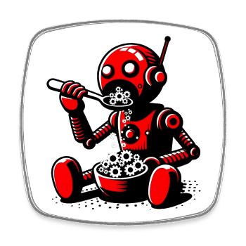 Martian Extraterrestrial Alien Robot - Square fridge magnet - white - Front