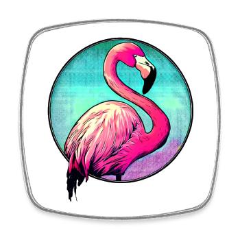 Flamingo - Viereckiger Kühlschrankmagnet - Weiß - Vorne