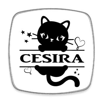 T-shirt chat Cesira T-shirt chat Katze gato - Magnet carré - blanc - Devant