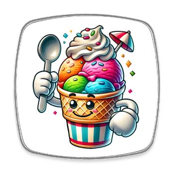 cheerful cartoon ice cream motif for summer fun - Square fridge magnet - white - Front