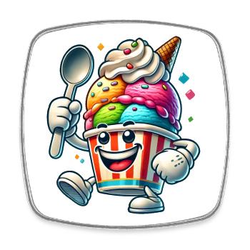 cheerful cartoon ice cream motif for summer fun - Square fridge magnet - white - Front