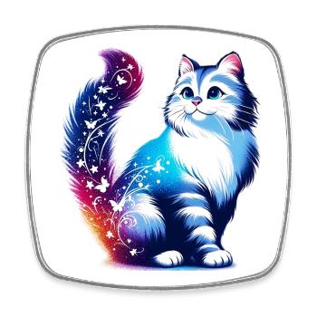 Chat - Magnet carré - blanc - Devant