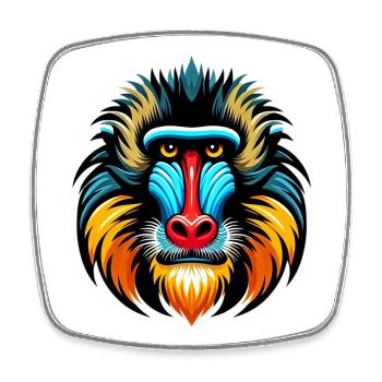 Mandrill monkey - Square fridge magnet - white - Front