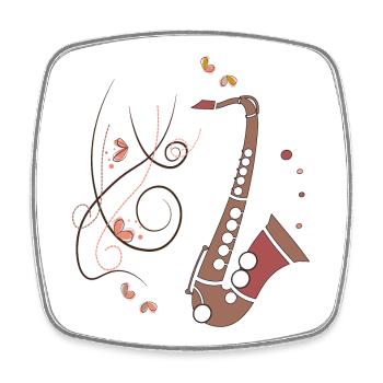 Saxophone Instrument de musique - Magnet carré - blanc - Devant