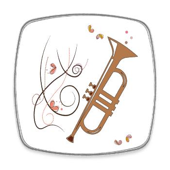 Trompette Instrument de musique - Magnet carré - blanc - Devant