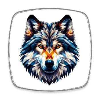 Loup polygonal - Magnet carré - blanc - Devant