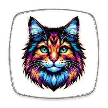 Cat - Square fridge magnet - white - Front