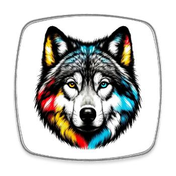 Wolf - Viereckiger Kühlschrankmagnet - Weiß - Vorne