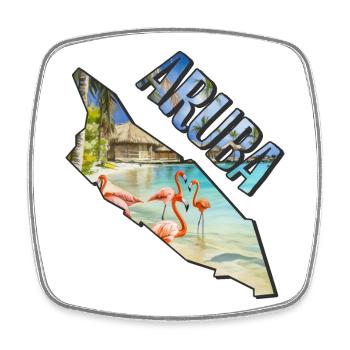 Watercolor Map Aruba - Square fridge magnet - white - Front