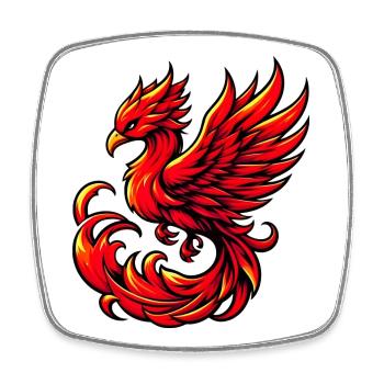 Red Phoenix - Square fridge magnet - white - Front